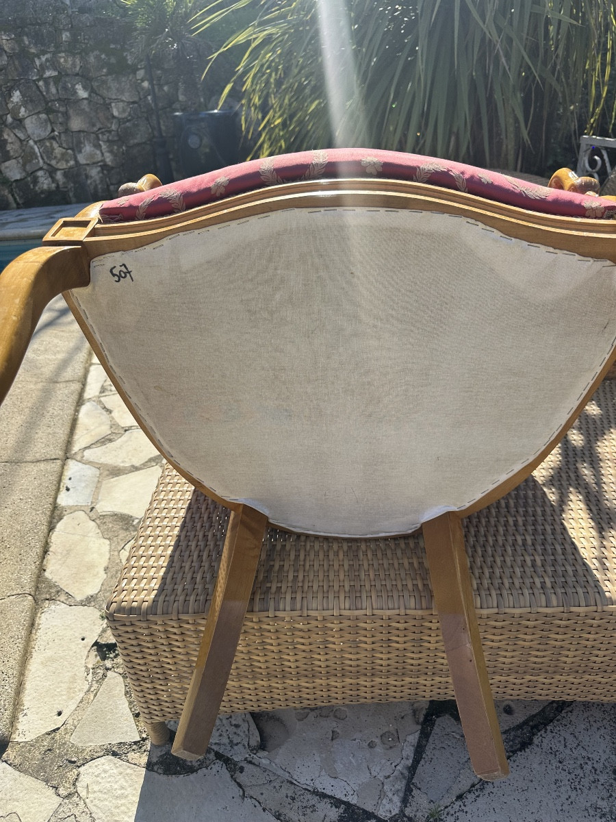 Pair Of Empire Style Swan Neck Bergère Armchairs, 20th Century -photo-3