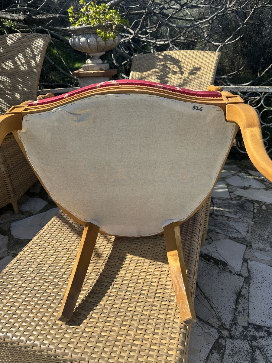 Pair Of Empire Style Swan Neck Bergère Armchairs, 20th Century -photo-4