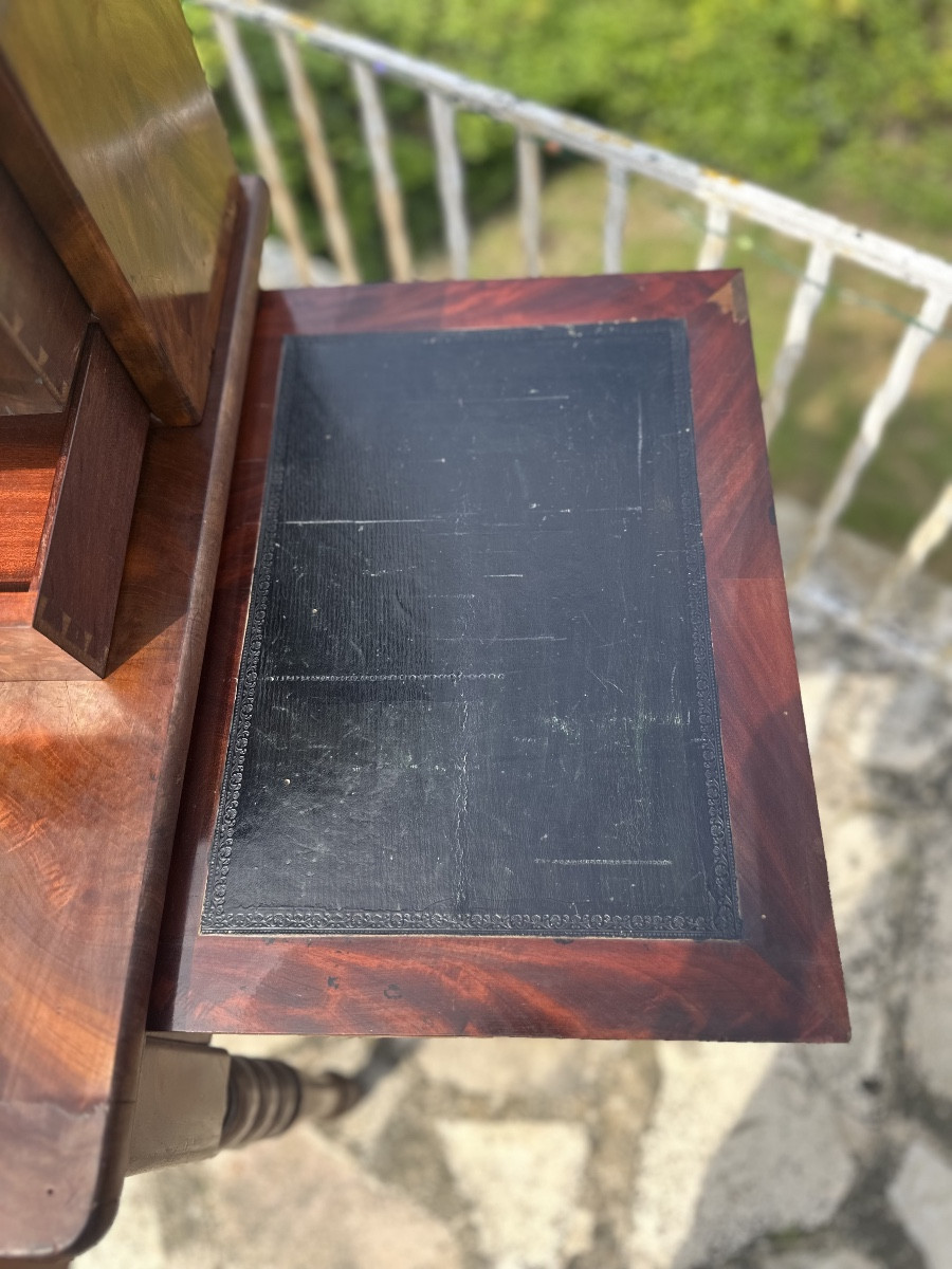Flamed Mahogany Stepped Desk, Second Half Of The 19th Century -photo-6