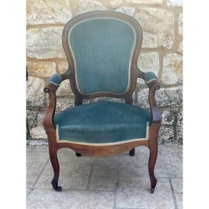 Fauteuil En Acajou De Style Napoléon III époque 19 Eme Siècle 