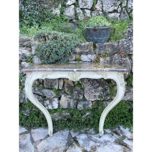 Wall Console In Carved And Molded Painted Wood In Louis XV Style 20th Century Period 
