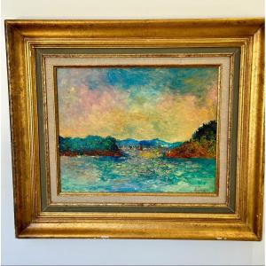 Oil Painting On Canvas "seascape" Signed By Maurice Ehanno 20th Century 