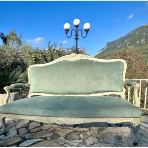 Louis XV Style Lacquered Wood Sofa, 19th Century 