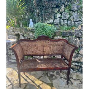 Elegant Small Bench Or Love Seat In Mahogany. Circa 1860.