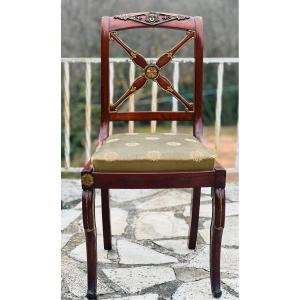 Solid Mahogany Chair, Restoration Period, 19th Century 