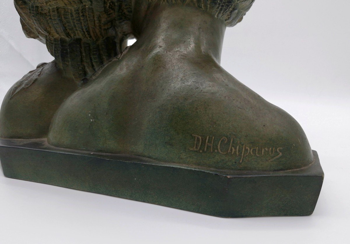 Sculpture Of "two Heads Of A Young Couple" Signed Chiparus-photo-1