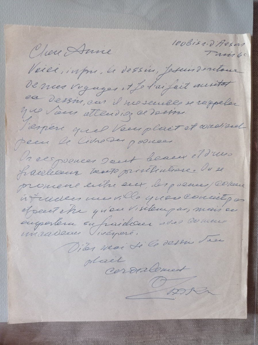 Ossip Zadkine Autograph Letter-photo-3