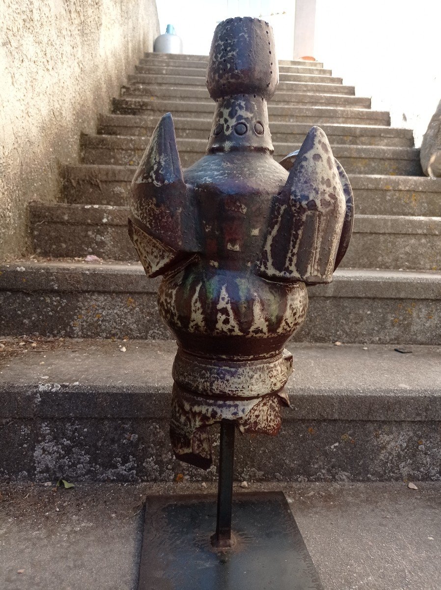 Chevalieren Armor Sandstone Sculpture Circa 1970-photo-3