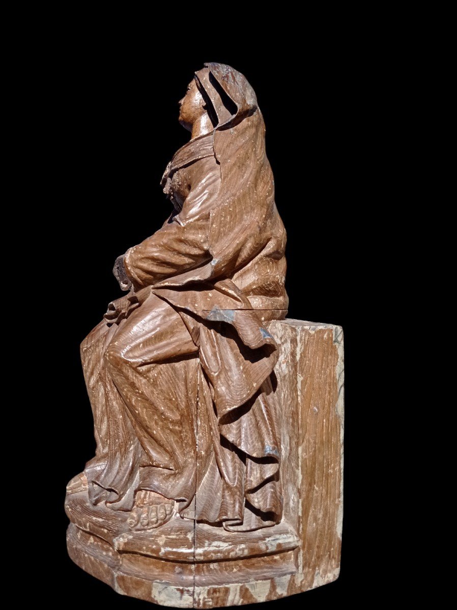 17th Century Seated Virgin Sculpture-photo-1