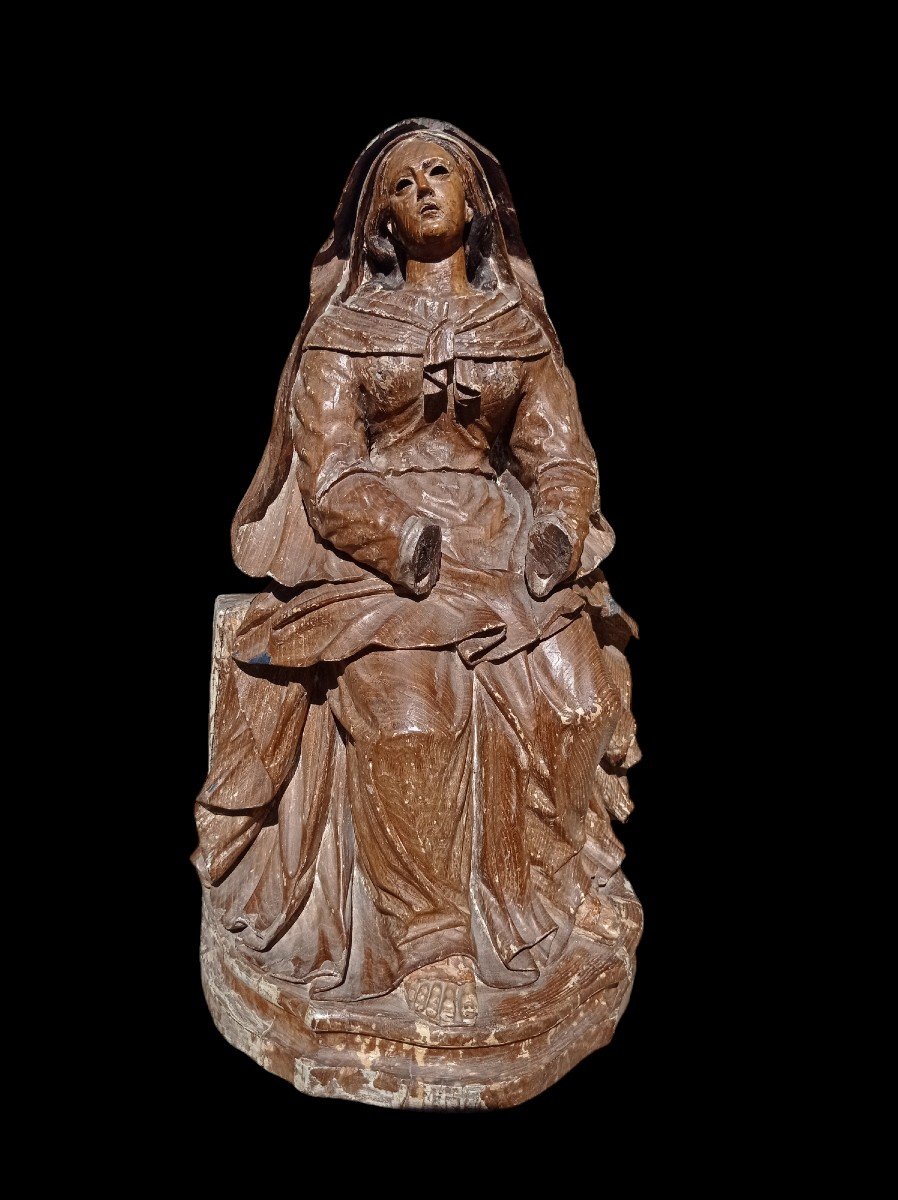 17th Century Seated Virgin Sculpture