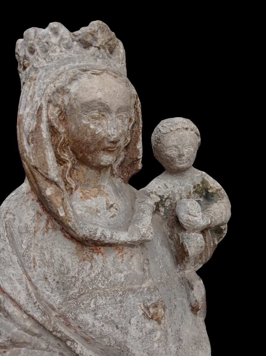 Virgin And Child In Stone, 15th Century-photo-5