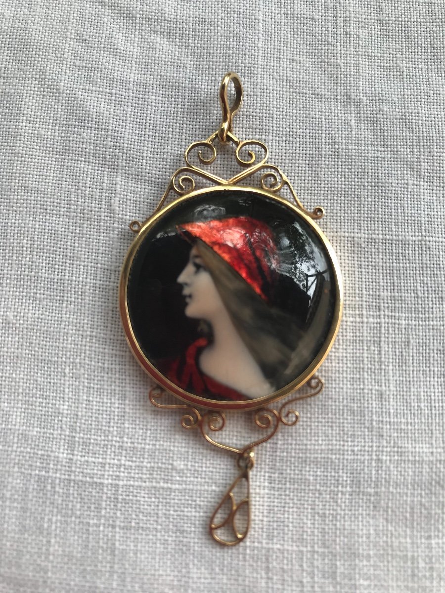 Gold And Enamel Pendant