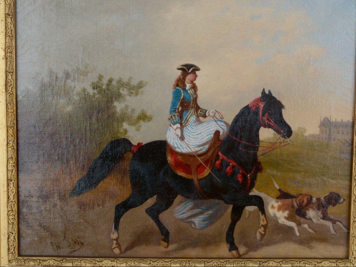 Chasse à Courre, Amazone et Cavalier - Théodore Fort 1810-1896-photo-3