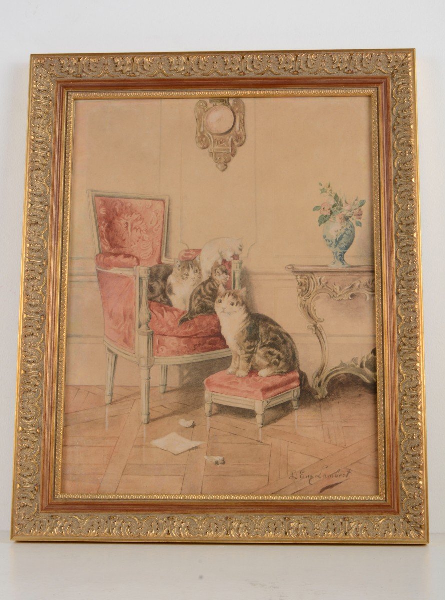 Les Chats Au Salon -  Louis Eugène Lambert 1825-1900-photo-2