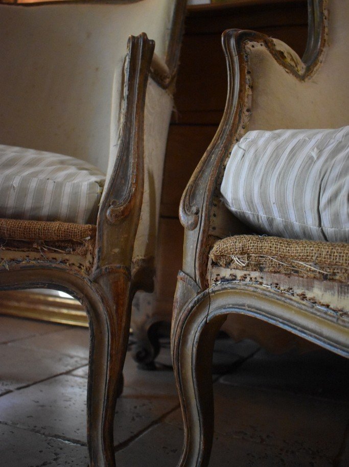 Paire De Bergeres De Style Louis XV-photo-3