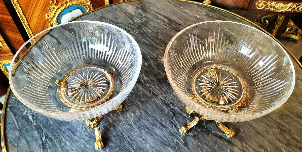 Pair Of Cut Crystal And Gilt Bronze Cups-photo-6