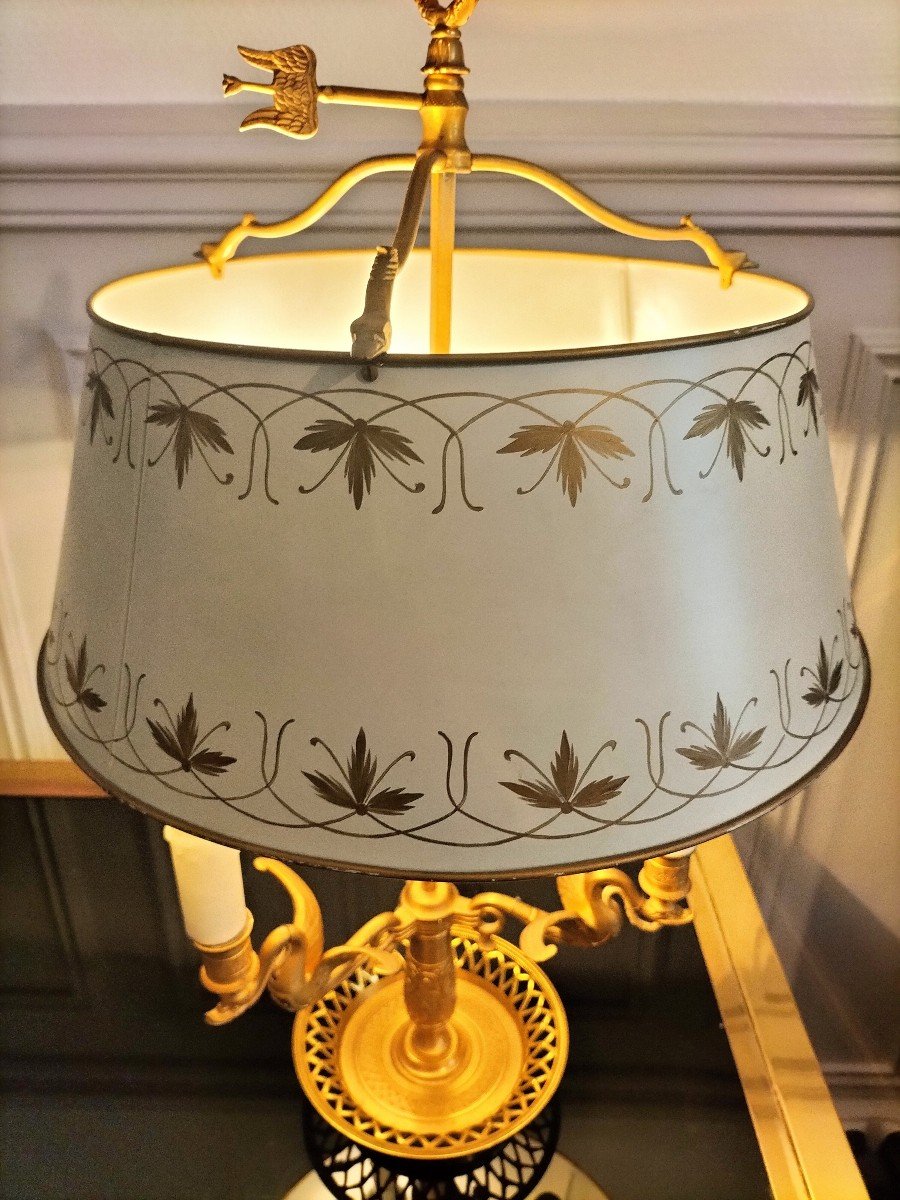 Grande Lampe Bouillotte en bronze doré Style Empire -photo-2