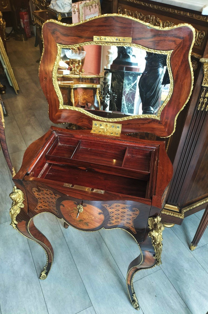 Dressing Table In Marquetry And Gilt Bronze Napoleon III Period-photo-4