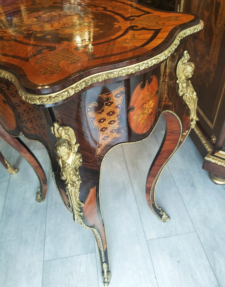 Dressing Table In Marquetry And Gilt Bronze Napoleon III Period-photo-2