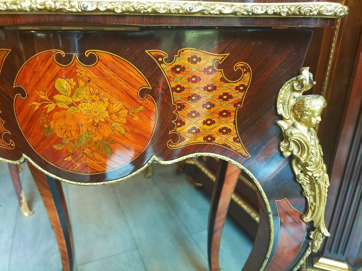 Dressing Table In Marquetry And Gilt Bronze Napoleon III Period-photo-3