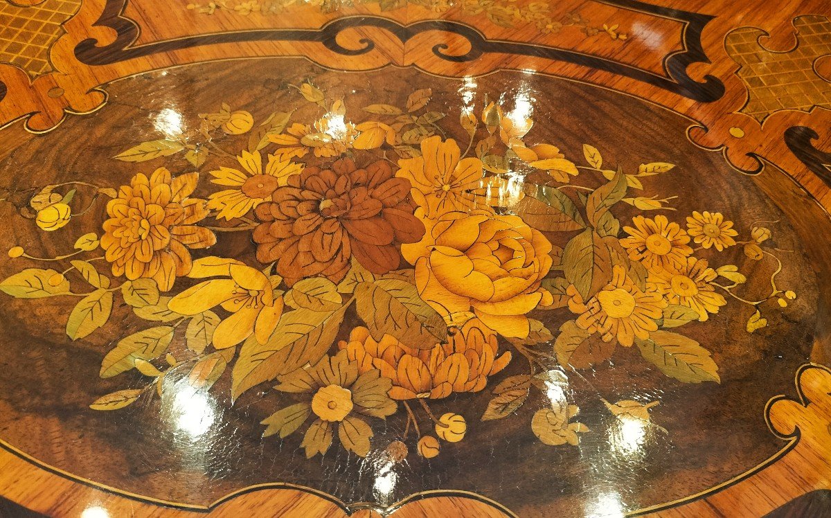 Dressing Table In Marquetry And Gilt Bronze Napoleon III Period-photo-4