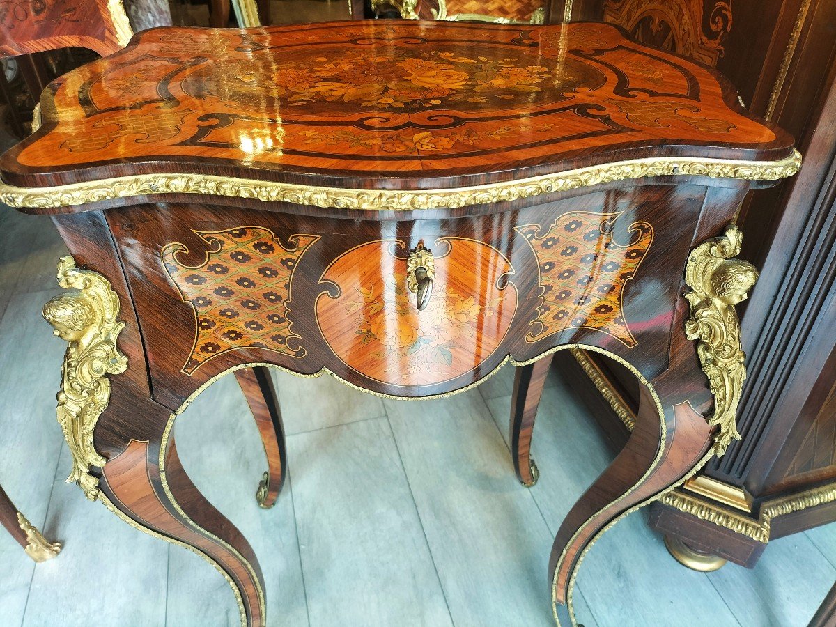 Dressing Table In Marquetry And Gilt Bronze Napoleon III Period-photo-5