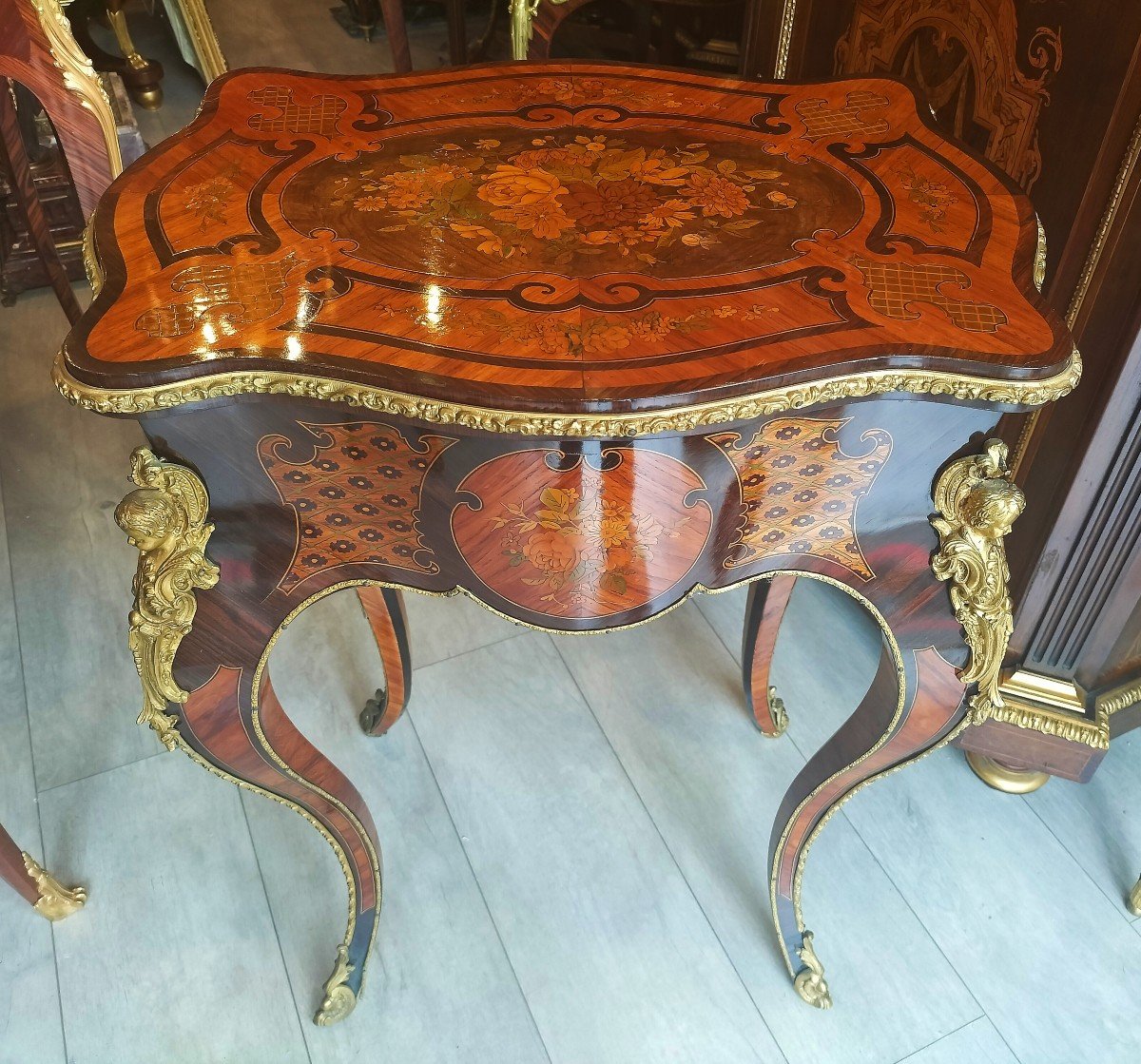 Dressing Table In Marquetry And Gilt Bronze Napoleon III Period-photo-6