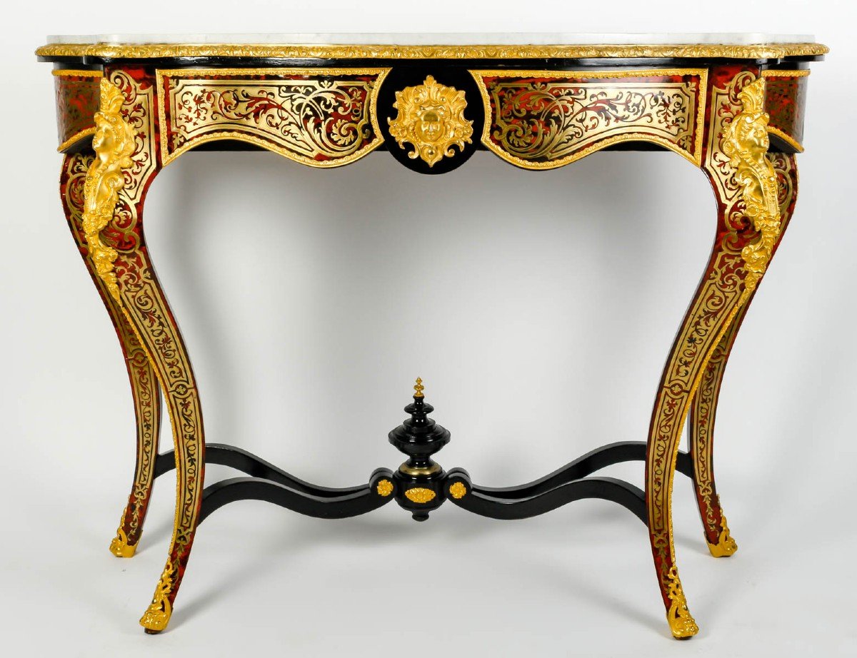 Importante Console En Marqueterie Boulle époque Napoléon III -photo-2