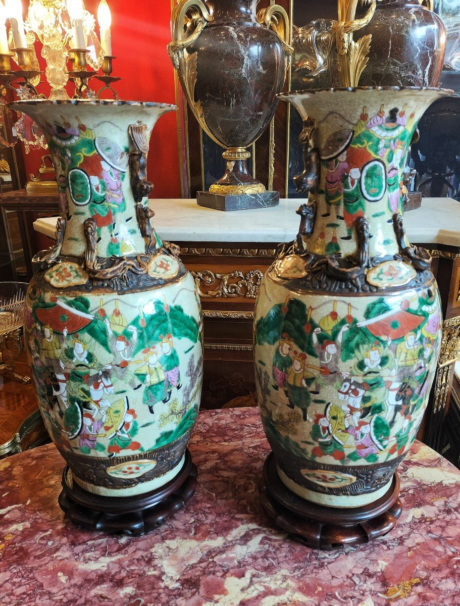 Paire De Vase En Porcelaine De Nankin Chine-photo-2