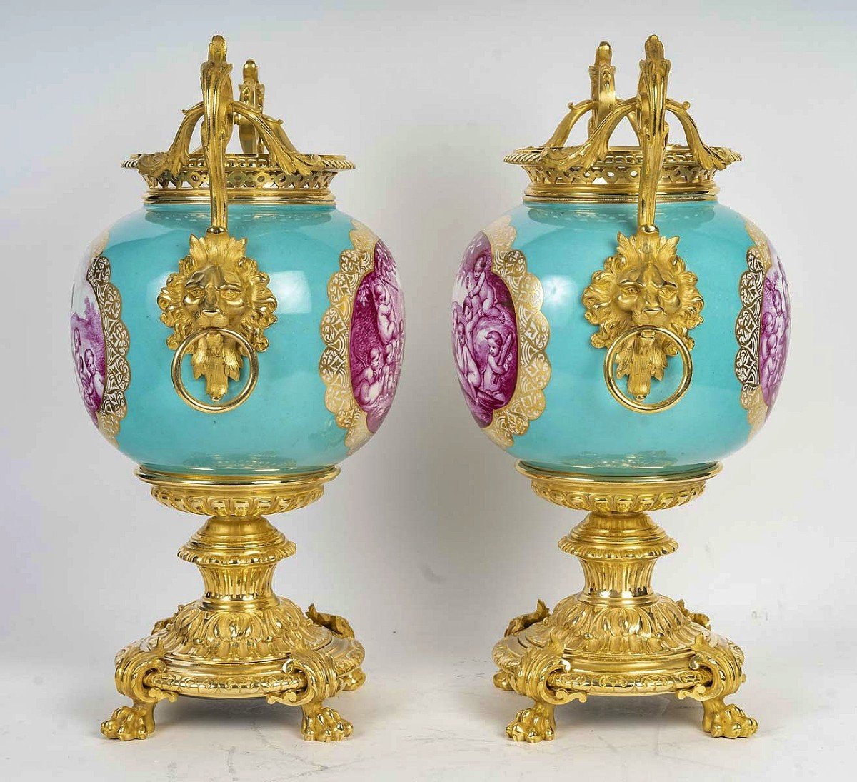 Pair Of Paris Porcelain Vases With Gilt Bronze Mount -photo-4