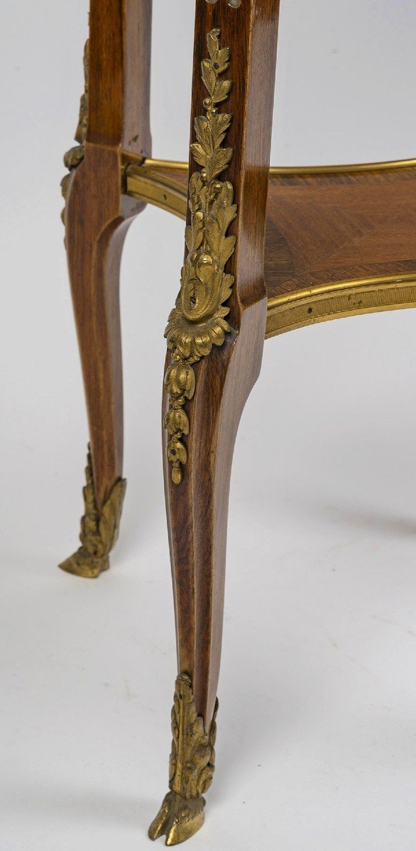 Pedestal Table In Marquetry And Gilt Bronze 19th Century -photo-3