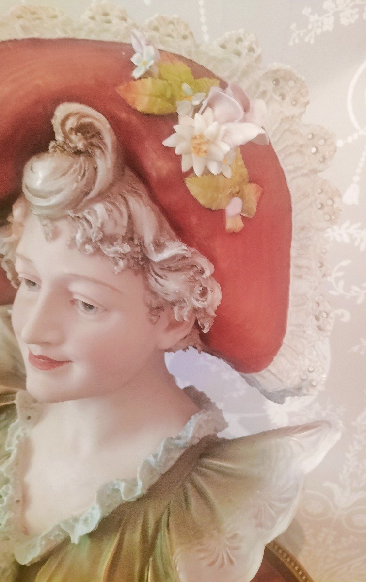 Royal Dux Porcelain Female Bust-photo-3