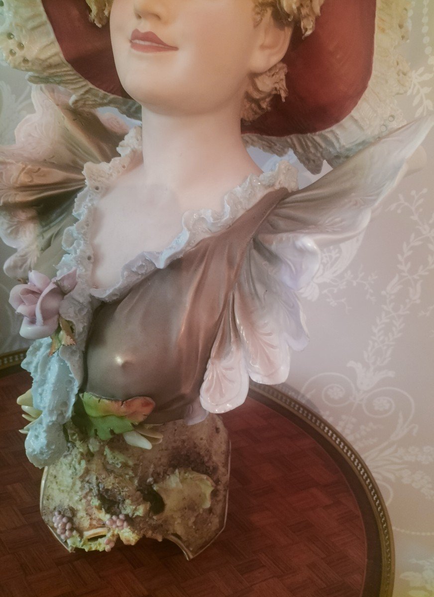 Royal Dux Porcelain Female Bust-photo-3