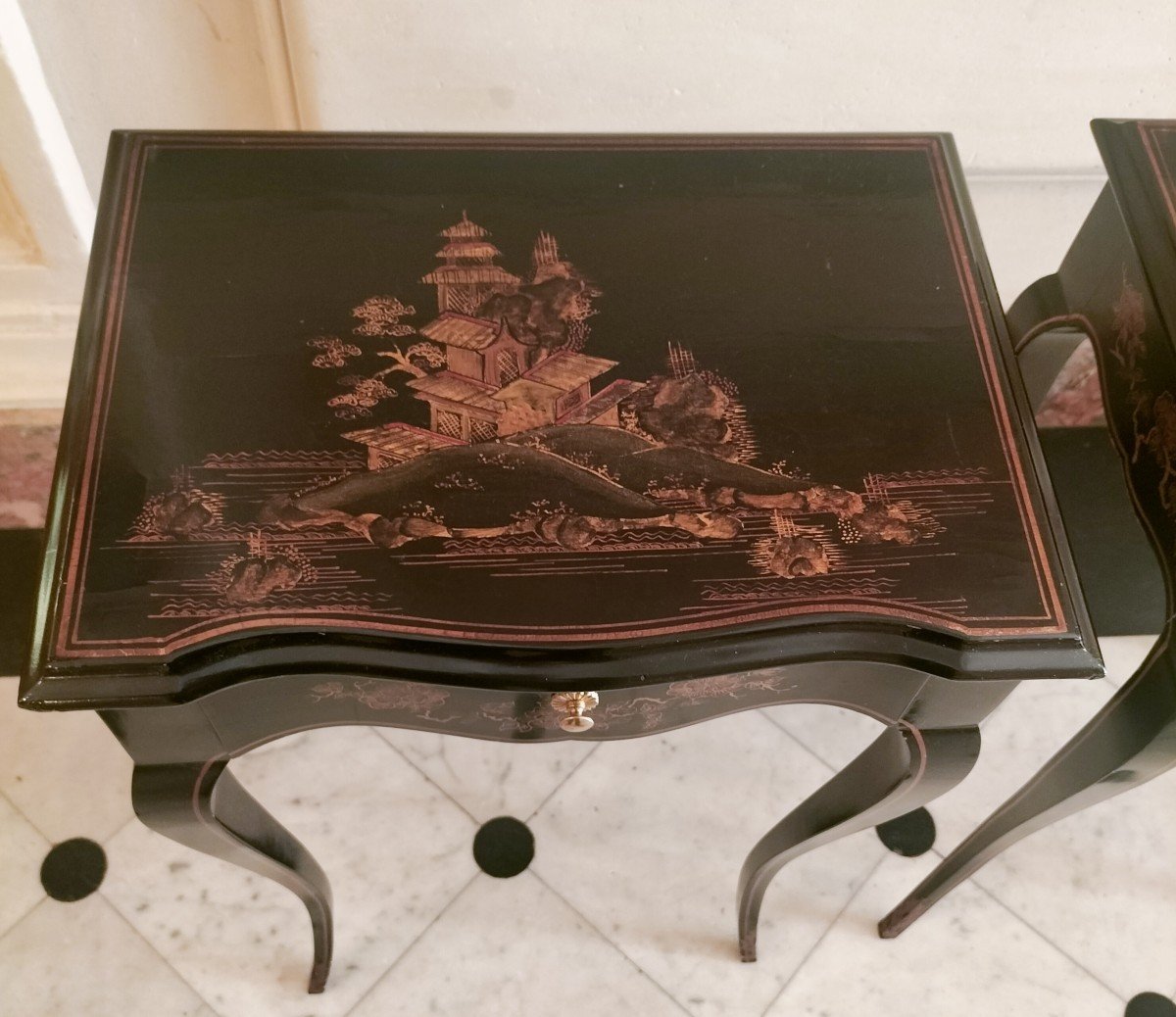 Pair Of Small Lacquer Tables In Japanese Style -photo-4