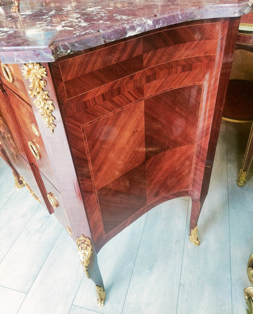 Louis XV - Louis XVI Transition Style Marquetry Commode -photo-1