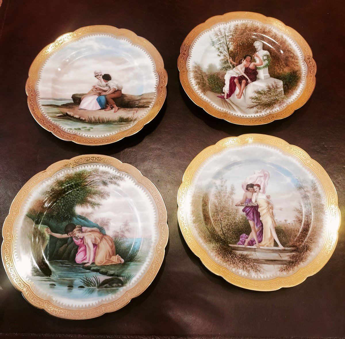 Set Of 4 Hand Painted Porcelain Plates -photo-7