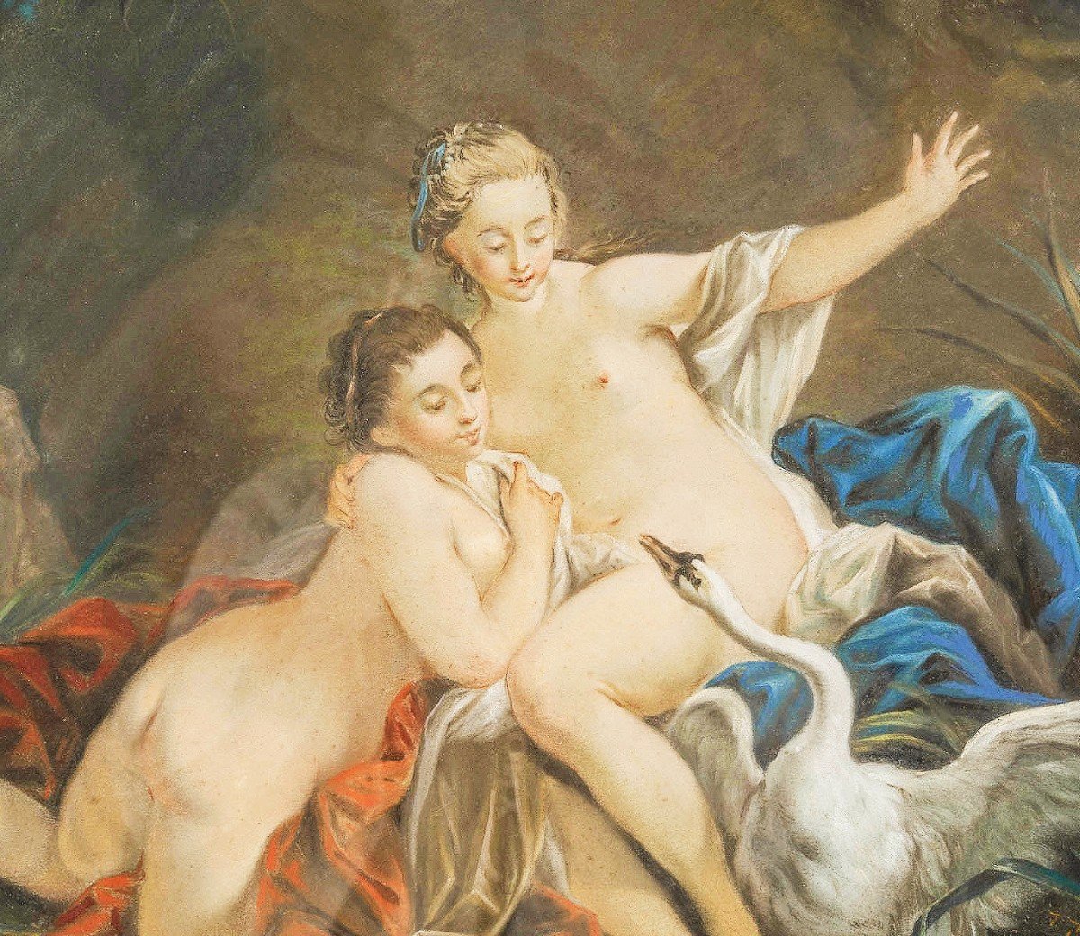 Pastel "leda And The Swan" After François Boucher-photo-3