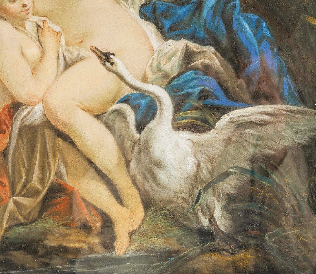 Pastel "leda And The Swan" After François Boucher-photo-4