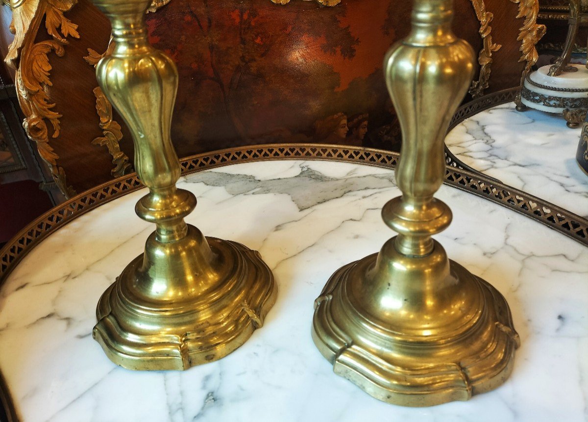 Pair Of Louis XV Period Gilt Bronze Candlesticks-photo-2