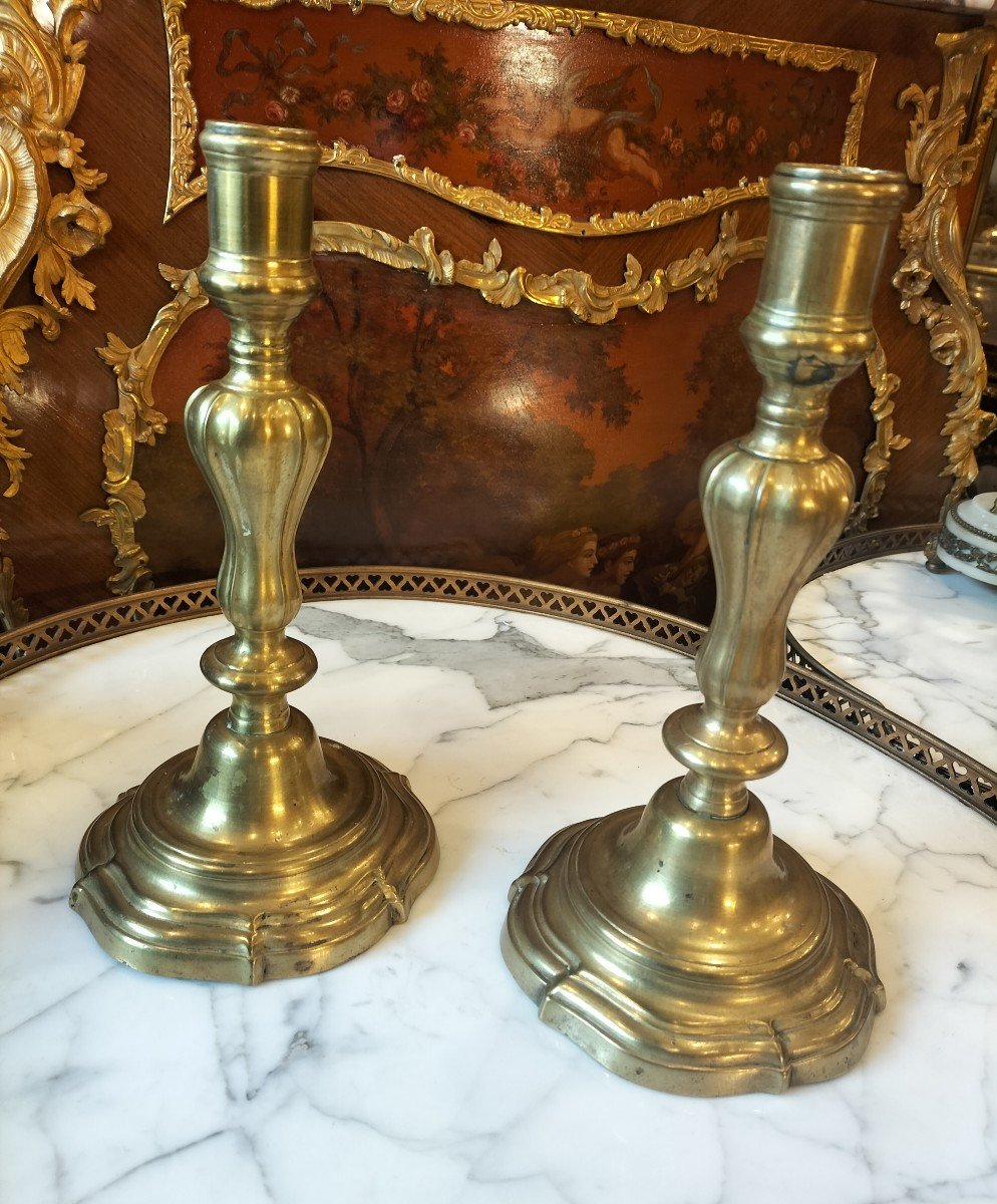 Pair Of Louis XV Period Gilt Bronze Candlesticks-photo-3