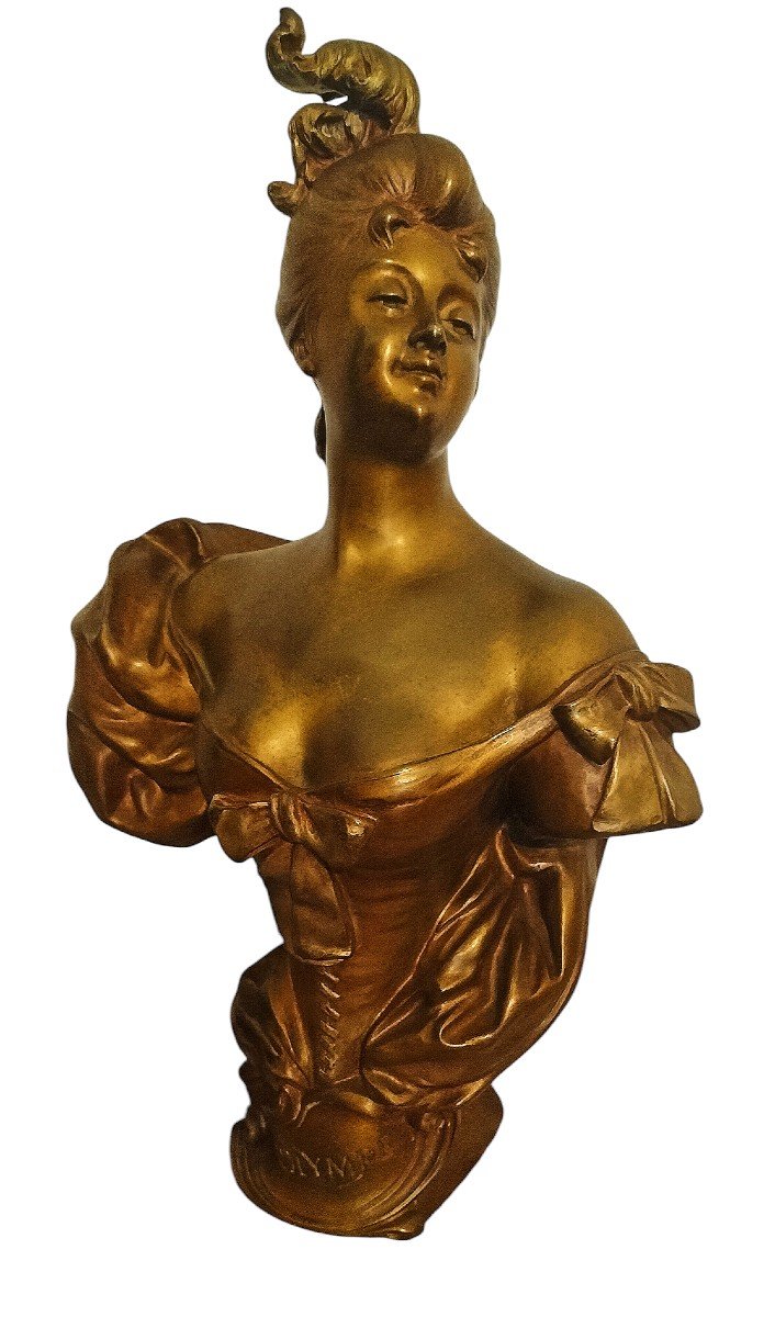 Art Nouveau Patinated Bronze Bust Signed Masse-photo-3