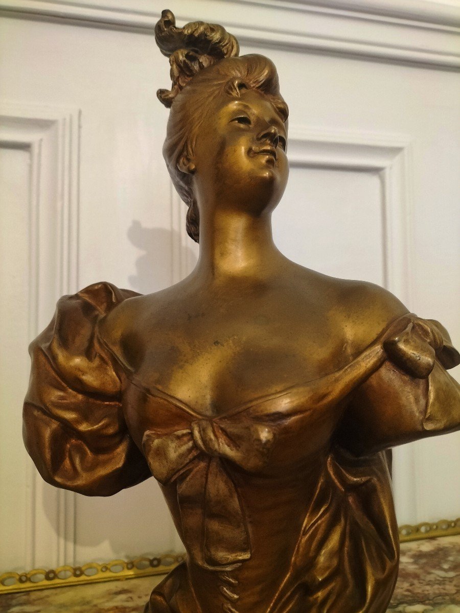 Art Nouveau Patinated Bronze Bust Signed Masse-photo-4