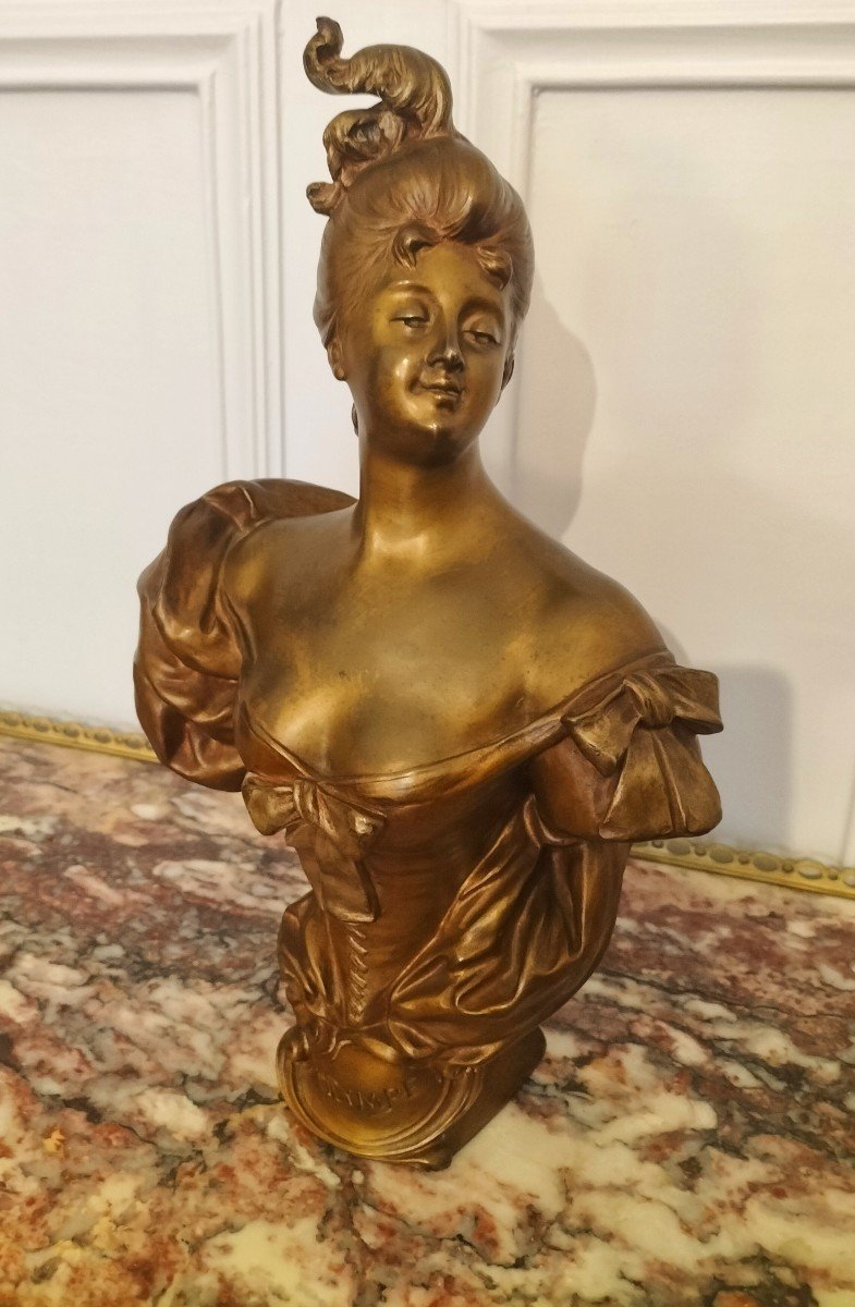 Art Nouveau Patinated Bronze Bust Signed Masse-photo-2