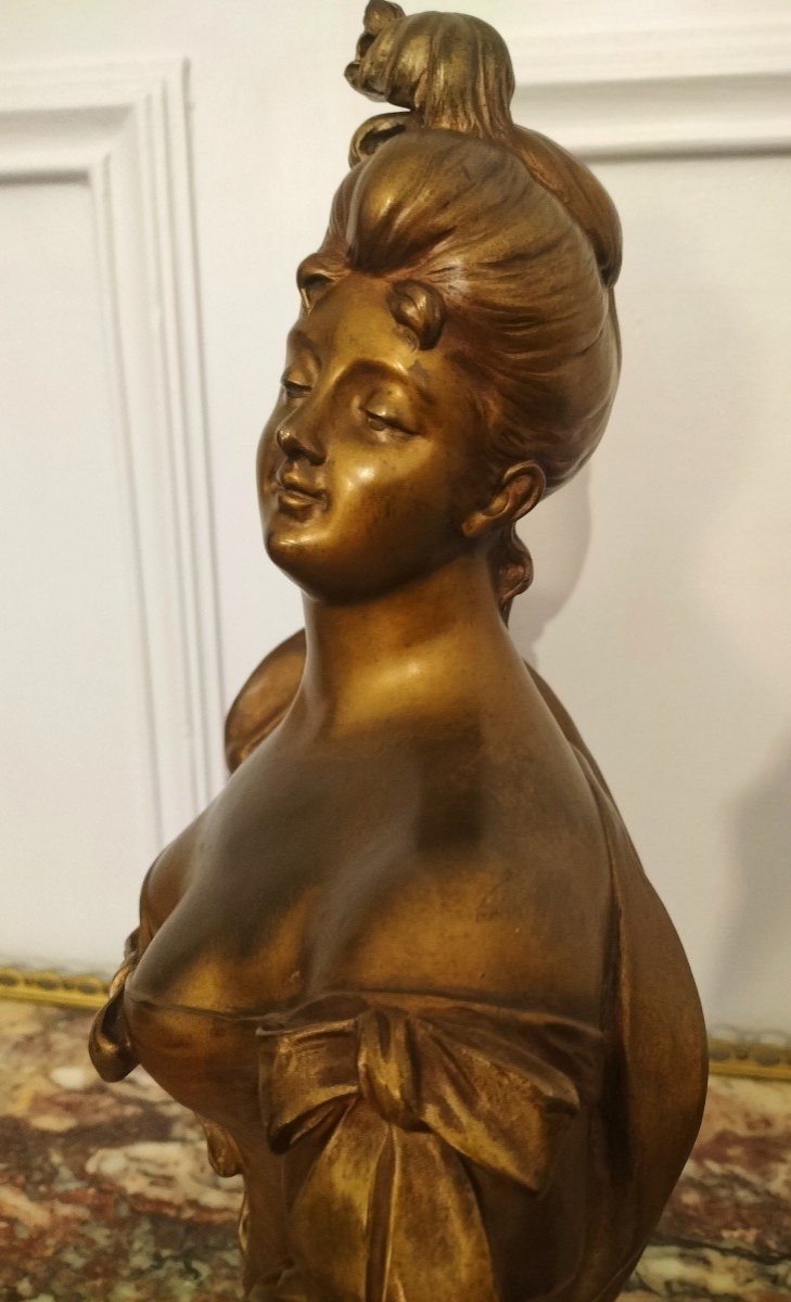 Art Nouveau Patinated Bronze Bust Signed Masse-photo-2