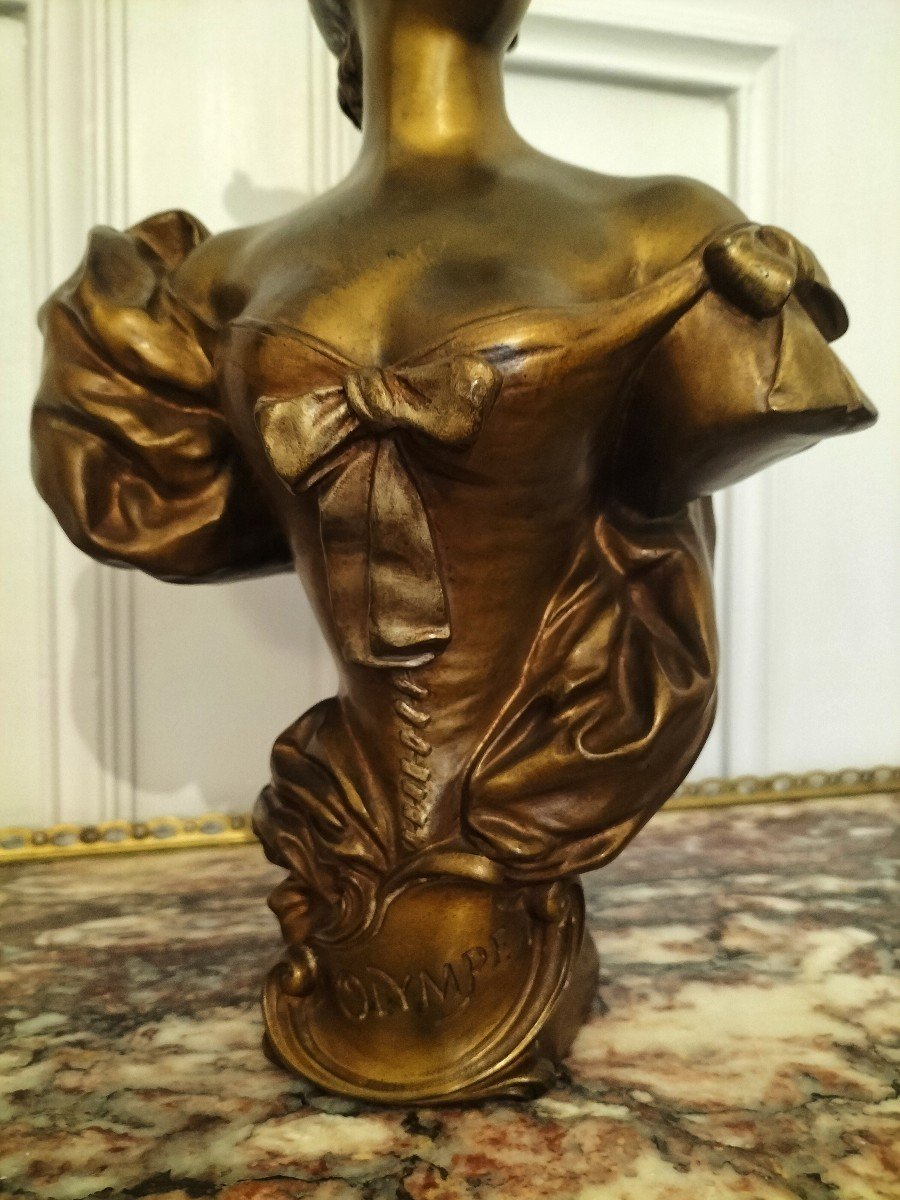 Art Nouveau Patinated Bronze Bust Signed Masse-photo-5