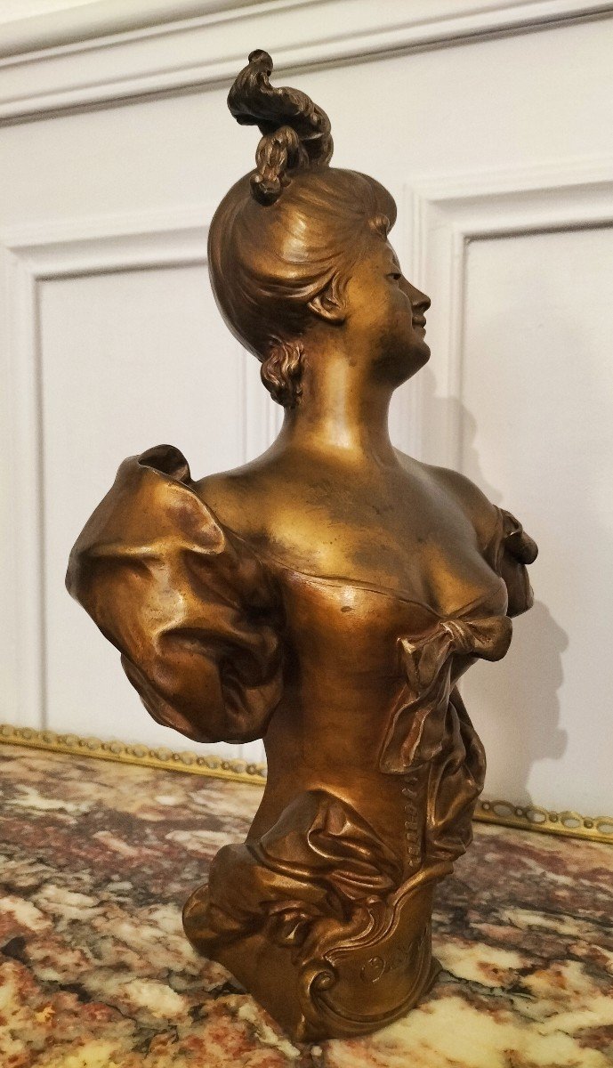 Art Nouveau Patinated Bronze Bust Signed Masse-photo-6