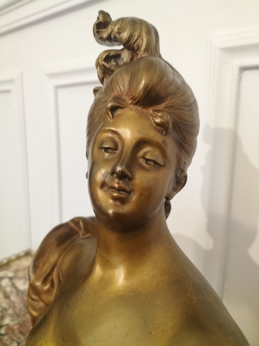 Art Nouveau Patinated Bronze Bust Signed Masse-photo-7