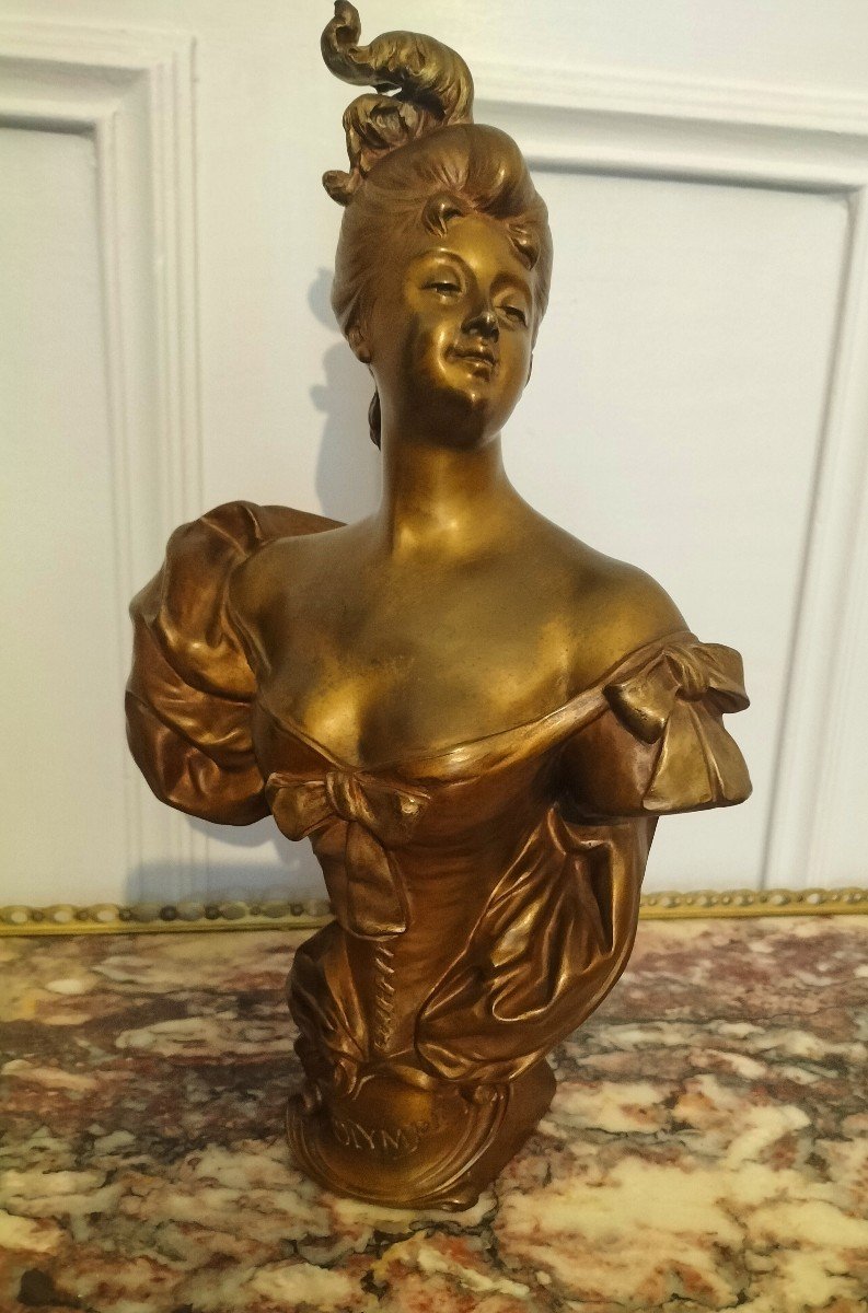 Art Nouveau Patinated Bronze Bust Signed Masse