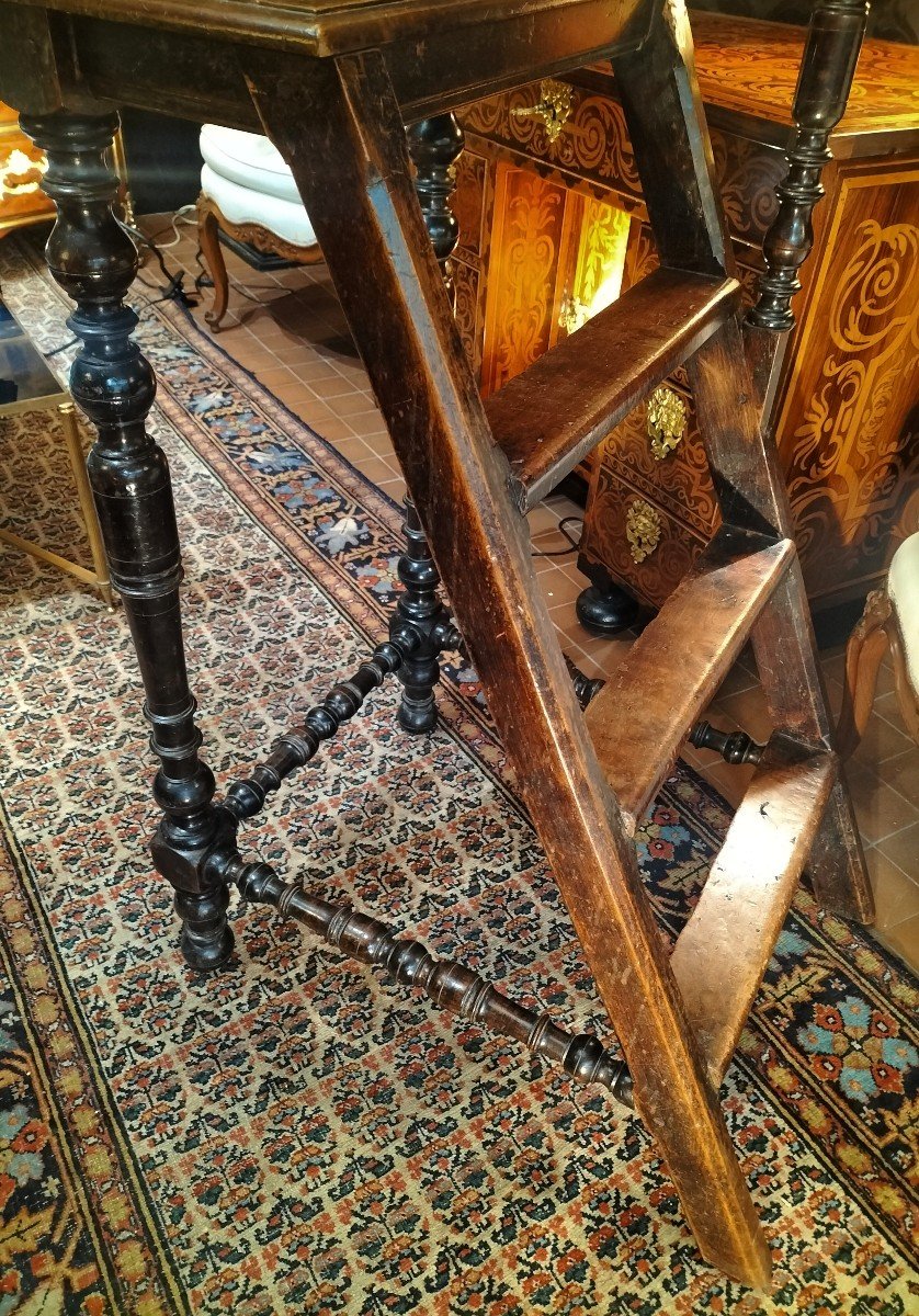 Rare 19th Century Walnut Library Staircase -photo-4