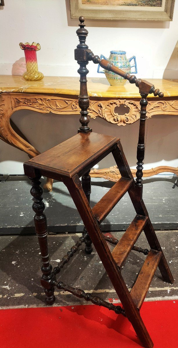 Rare 19th Century Walnut Library Staircase 